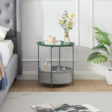 VECELO Round Side/End Table with Fabric Storage Basket，Metal Anti-Rust and Waterproof Small Bedside Nightstand with - Photo 7