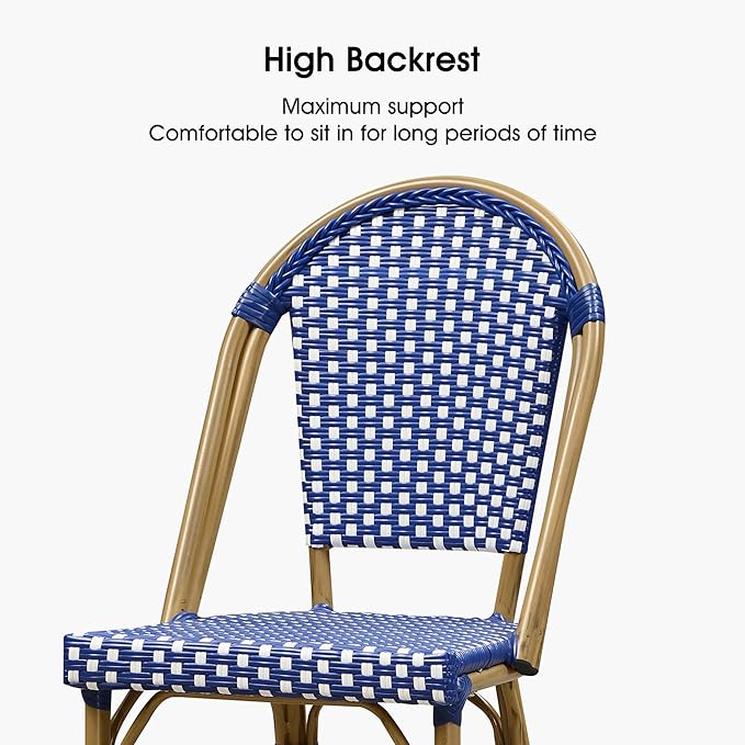 PURPLE LEAF French Counter Height Bar Stool Set of 4 25" Bamboo Print Finish Patio Bar Chairs with Back Rattan Bar - Photo 7