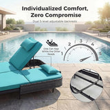 BULEXYARD 51.2" Double Chaise Lounge Outdoor, 2-Person PE Wicker Patio Daybed with Dual 5-Position Adjustable Backrest - Photo 5
