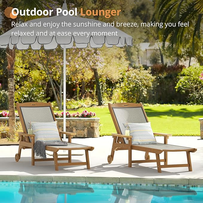 LUE BONA Chaise Lounge Chair Outdoor Set of 4, HDPS and HDPE Wicker Material - Photo 2