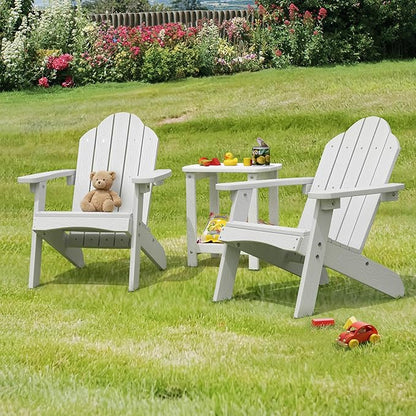 LUE BONA Kids Adirondack Chair, White Poly Lumber Plastic Chair, Toddler Adirondack Chair Weather Resistant, Kids Outdoor Patio Adirondack Lounge Chair for Balcony, Backyard