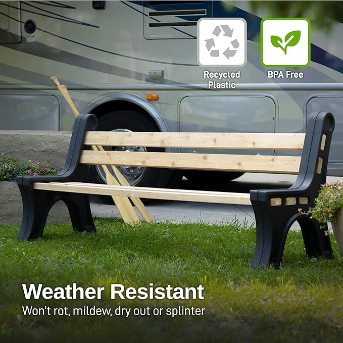 RTS Home Accents Custom Length Lightweight Indoor or Outdoor Bench Ends with Backrest (Wood & Screws Sold Separately) - Photo 4