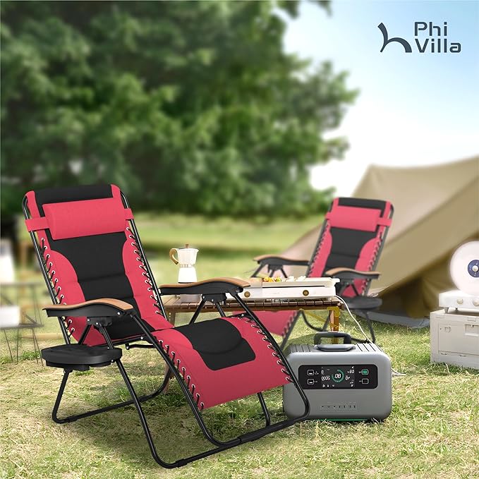 PHI VILLA XXL Oversized Padded Zero Gravity Chair, Foldable Patio Recliner - Photo 2