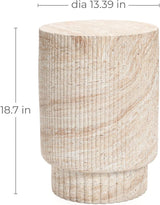 LuxenHome Outdoor Accent Side Table, 18'' Travertine-Style Outdoor Furniture - Photo 2