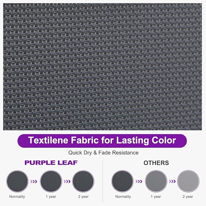 PURPLE LEAF Outdoor Chaise Lounge Set of 4 Plastic Pool Lounge Chair with Aluminum Frame Stackable Patio Tanning Chairs for Poolside Sunbathing Beach Deck Yard, Grey