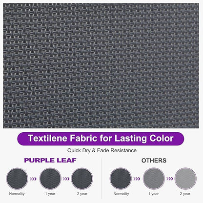 PURPLE LEAF Outdoor Chaise Lounge Set of 4 Plastic Pool Lounge Chair with Aluminum Frame Stackable Patio Tanning Chairs for Poolside Sunbathing Beach Deck Yard, Grey