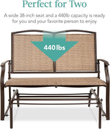 Best Choice Products 2-Person Outdoor Patio Swing Glider Steel Bench Loveseat Rocker for Deck, Porch w/Textilene Fabric - Photo 6