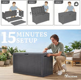 YITAHOME 90 Gallon Large Outdoor Deck Box, Lockable Waterproof Resin Storage Box with Handles - Photo 8