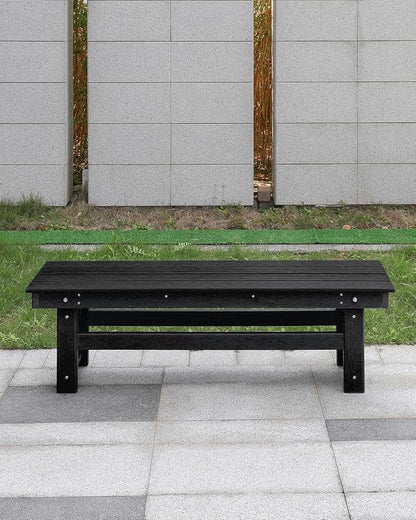 HDPE Outdoor Bench, 55" Patio Bench Outdoor Furniture, Poly Lumber Adirondack Benches, Fade-Resistant HDPE Garden Backless Benches for Park, Poolside, Garden, Porch, Obsidian