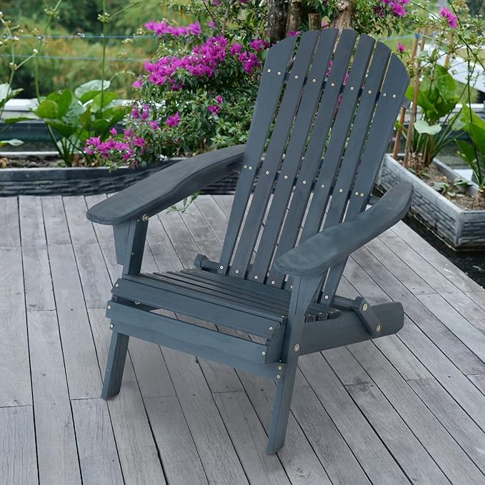 FDW Folding Adirondack Chair, All Weather Patio Chair Outdoor Fire Pit Chair for Patio Lawn Garden Backyard Deck Pool Beach