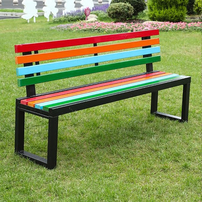 Outdoor Metal Garden Bench Seat, Park Benches with Anti-Rust Aluminum Steel Metal Frame, Slatted Seat, Patio Loveseat for Yard, Lawn, Porch, Choice of Colours(Color+black,B-47.2*15.7*31.5")