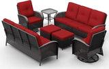 Joyside Wicker Patio Furniture Set, 7 Piece Outdoor Furniture Set with Thickened Cushions, High Back, Deep Seating - Photo 9