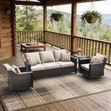4 Pieces Patio Conversation Furniture Set - 1 Sofa, 2 Swivel Chairs, 1 Side Table - Photo 5
