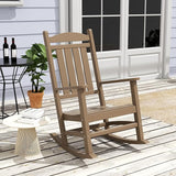 WestinTrends Malibu Malibu Outdoor Patio Poly Classic Porch Rocking Chair (Set of 4), Weathered Wood - Photo 4