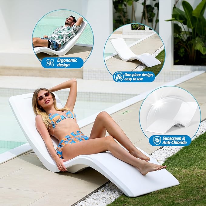 in Pool Lounge Chairs,Pool Lounge Chairs for Water Depths Up to 9”,Weather-Resistant Design,Tanning Chairs for Sun Shelves, Poolside & Beach Lounge Furniture for Outdoor Relaxation(1PC)
