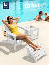 KINGYES Folding Adirondack Chair Set of 6, HDPE All-Weather Folding Adirondack Chair, White - Photo 7