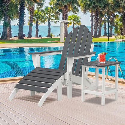 BPS Adirondack Ottoman, HDPE Plastic Outdoor Footrest, All Weather Foot Stool for Adirondack Chair, Outdoor Foot Rest for Patio,Backyard, Lawn, Fire Pits