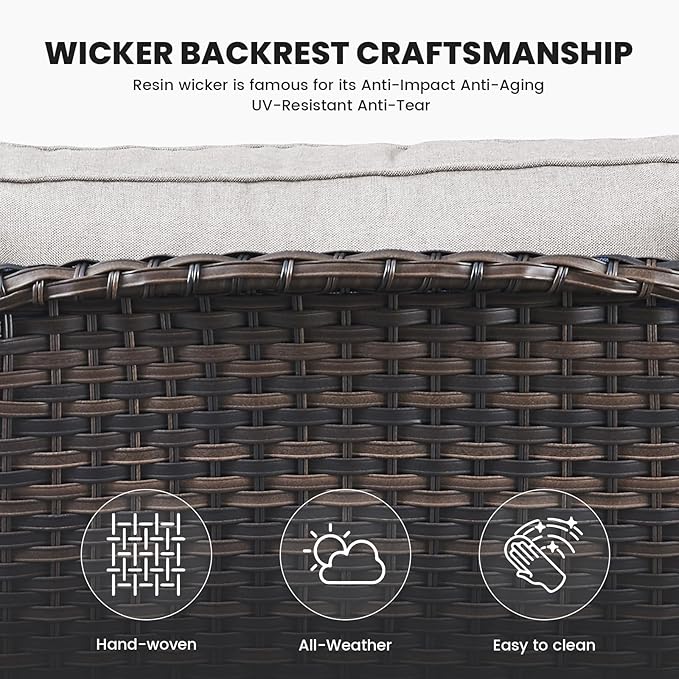 Belord Patio Wicker Sofa Set 6 Pieces Patio Furniture Set Outdoor Couch, 2 Patio Wicker Chairs with 1 Sofa - Photo 6