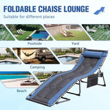 Devoko 4-Fold Padded Portable Folding Outdoor Chaise Lounge Heavy Duty Reclining Chair with Pillow & Side Pocket for - Photo 7
