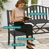 2 in 1 Metal Bench Patio Bench, Outdoor Benches Weatherproof with Folding Middle Table - Photo 6