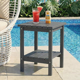 PASAMIC 2-Tier Adirondack Square Outdoor Side Table, HDPE Small Outdoor Table, Patio End Table for Patio, Pool, Backyard - Photo 1