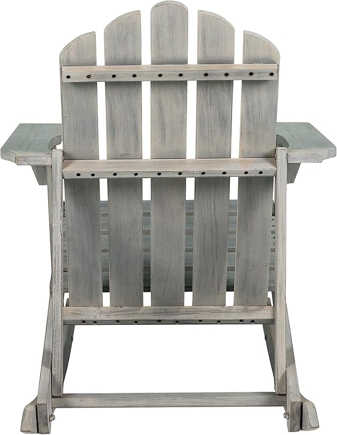 JONATHAN Y PAT1000B Kiawah Outdoor Patio Classic Acacia Wood Adirondack Rocking Chair for Garden, Lawn, Backyard, Pool, Deck, Beach, Firepit, Gray