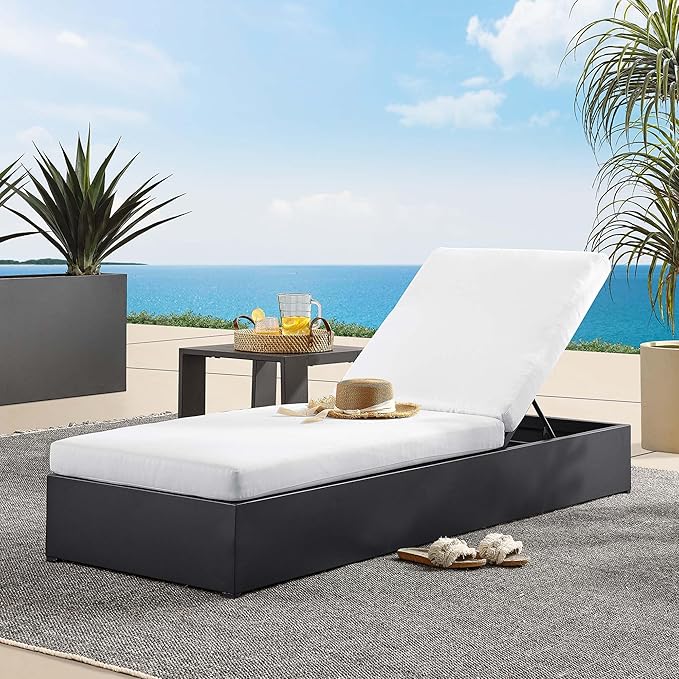 Modway Tahoe Aluminum Outdoor Chaise Lounge in Gray White with Weather-Resistant Cushions - Photo 2