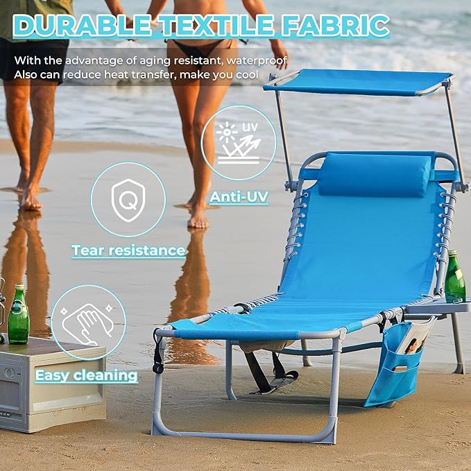 #WEJOY 4 in 1 Tanning Chair with Face Hole & Canopy & Side Table - Photo 6
