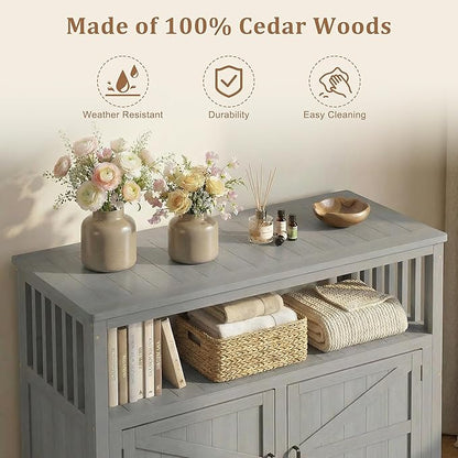 Mederlo Wooden Patio Bar Table Set with Storage, Buffet Cabinet Sideboard for Outdoor and Indoor