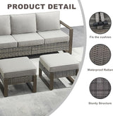 Rilyson Outdoor Ottoman Wicker Patio Footrest - 2 Piece Wicker Footrest Footstools Set with Sturdy Frame - Photo 3