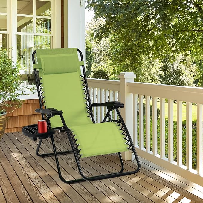 Tangkula Zero Gravity Chair, Folding Patio Lounge Chair Adjustable Outdoor Recliner with Cup Holder - Photo 2