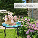 VCUTEKA Patio Side Table Outdoor Accent Table Bistro Coffee Table Plant End Table Small Porch Table Indoor Round Glass - Photo 7