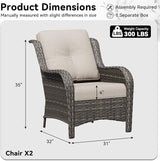 Patio Chairs Set of 2, Outdoor Wicker Patio Furniture Set with Thickened Olefin Cushions, High Back and Deep Seating - Photo 2