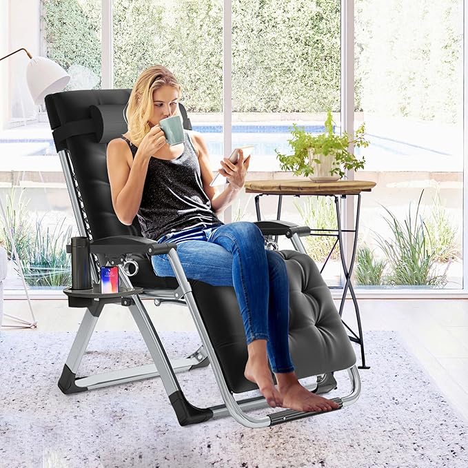 Slsy Zero Gravity Chair, Reclining Lounge Chair with Removable Cushion & Tray for Indoor and Outdoor - Photo 2