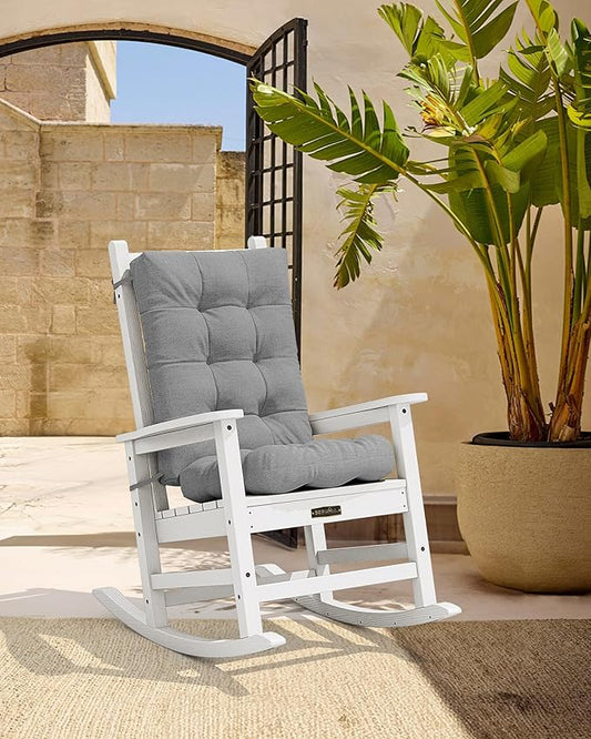 SERWALL HDPE Outdoor Rocking Cushion Set of 4, Memory Foam Cushion Dark Gray