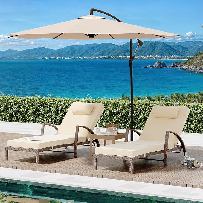 GarveeLife 2-Piece Rattan Patio Folding Chaise Lounge - Photo 3