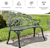 Patio Outdoor Park Loveseat Bench for Garden Porch Deck Made Cast Iron Anti-Rust Aluminum Metal - Photo 4