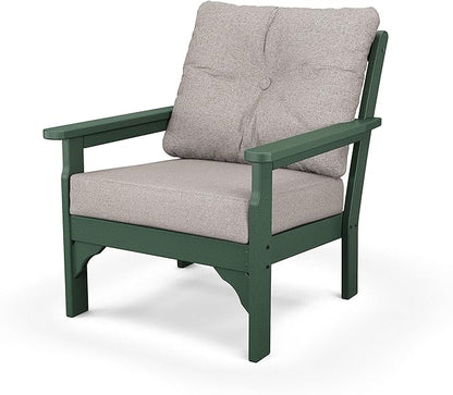 POLYWOOD® Vineyard Deep Seating Chair in Green/Weathered Tweed