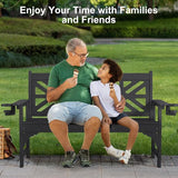 Oversized Outdoor Bench Set of 2, 51.5” HDPE Aesthetic Garden Bench with Cup Holders - Photo 4