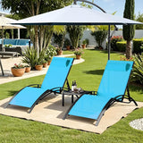 AthLike 3 pcs Poolchairs Patio Chaise Lounge Set with Headrest - Photo 9