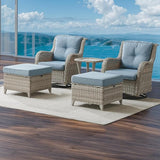 Patio Furniture Swivel Chairs Set - 5 Piece Rattan Wicker Outdoor Sectional Conversation Sets with 2 Swivel Rocking - Photo 7