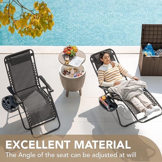 Devoko Patio Zero Gravity Chair Outdoor Free Folding Adjustable Chaise Lounge Chairs Beach Pool Side Using Reclining - Photo 4