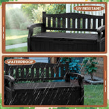 JUMMICO 80 Gallon Resin Outdoor Storage Bench, Large Deck Box with Armrest, Lockable&Waterproof for Garden, Home, Patio - Photo 5