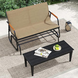LDAILY Outdoor Glider, 2/3-Person Gliding Bench with Heavy-Duty Metal Frame & Teak Wood Armrests - Photo 2
