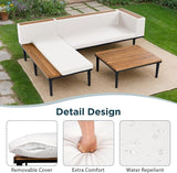 Modern Acacia Wood Patio Furniture Set with Removable Cushions, Coffee Table and Side Table - Photo 4