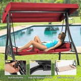 HOMREST 3 Seat Outdoor Porch Swing with 1.5" Deepened Cup Holder, Adjustable Canopy, Patio Swing Bed with Stand - Photo 5