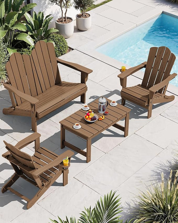SERWALL 4 Pieces HDPE Patio Adirondack Chair Set - Photo 1