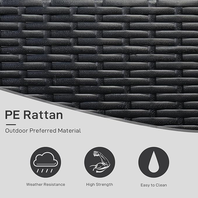 2 FT Wicker Porch Swing, Square Single Person Outdoor Hanging Swing Bench. Handwoven with Weatherproof PE Rattan - Photo 7