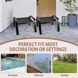 Outdoor Footstools All Weather Ottomans Solid Steel Frame Footrest Seat Side Table Black - Photo 6