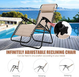 Goplus Zero Gravity Chair Set, 3 Pieces Outdoor Lounge Chair Recliners w/Side Table, Headrest and Cup Holders - Photo 5